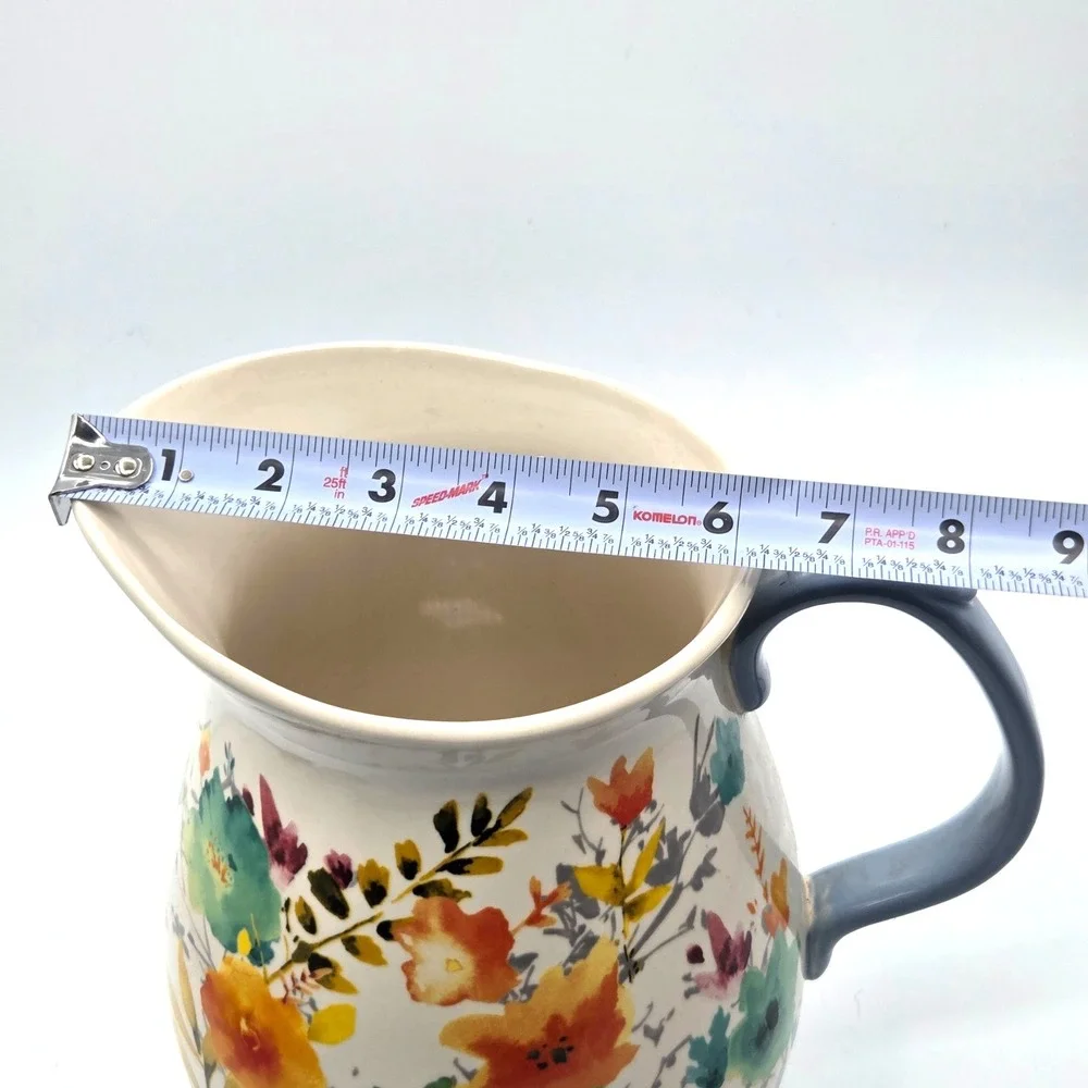 The Pioneer Woman Large Serving Pitcher Willow 3.2 QT Floral Stoneware Cottage